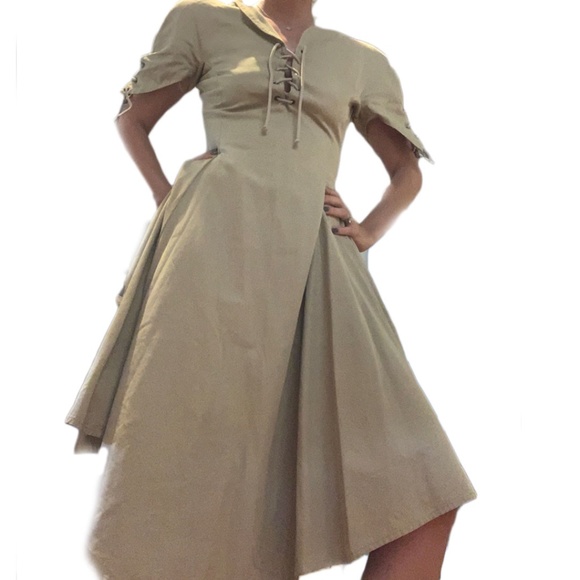 VINTAGE Bill kaiserman khaki trench dress - Picture 4 of 10